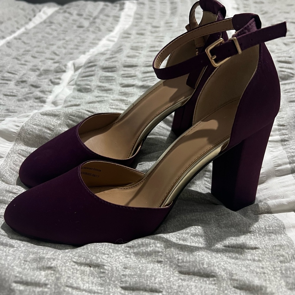 Elegant Purple Ankle Strap Heels